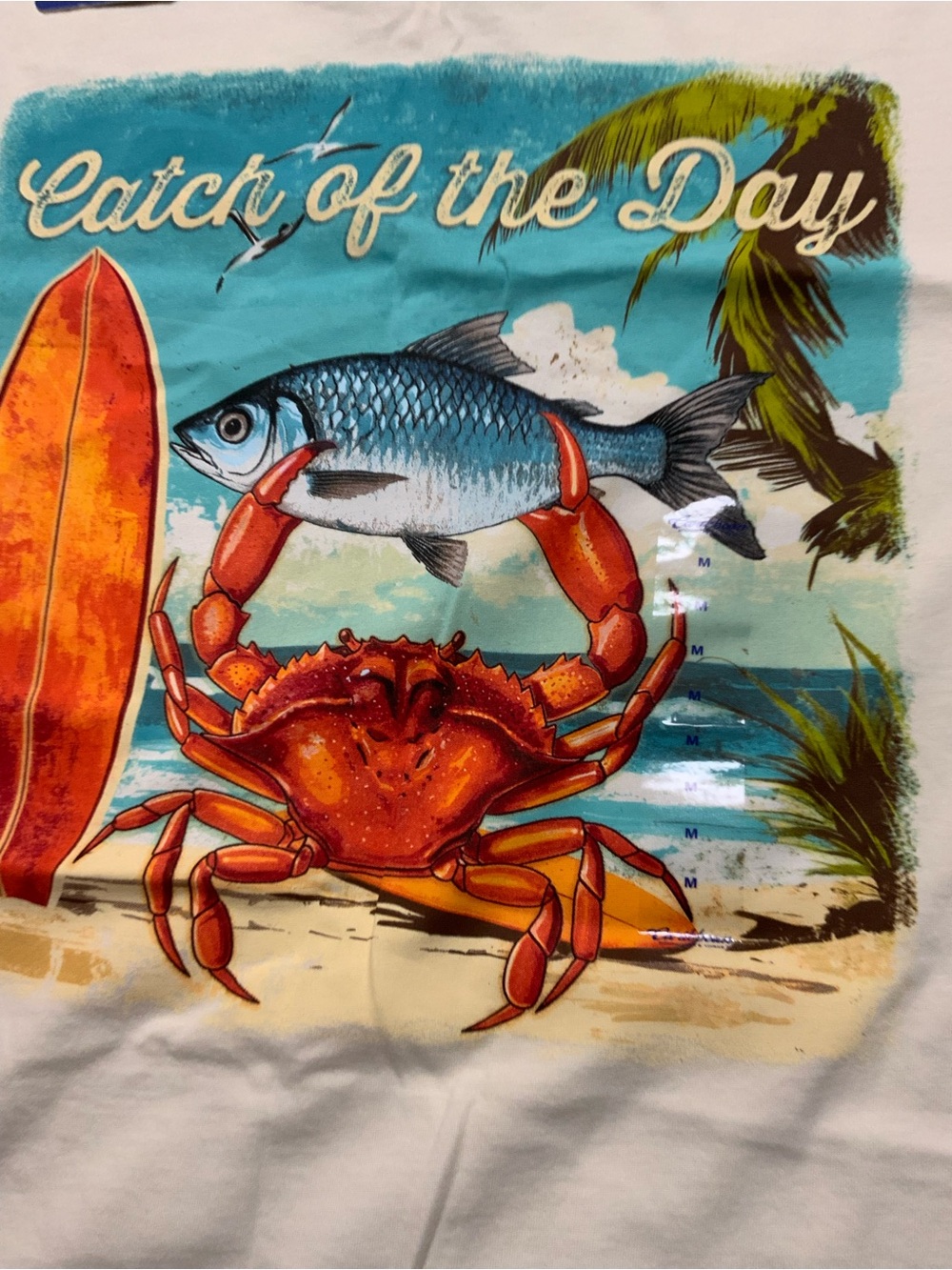 Caribbean Orange & Blue 'Catch of the Day' Beach Crab and Fish Tee